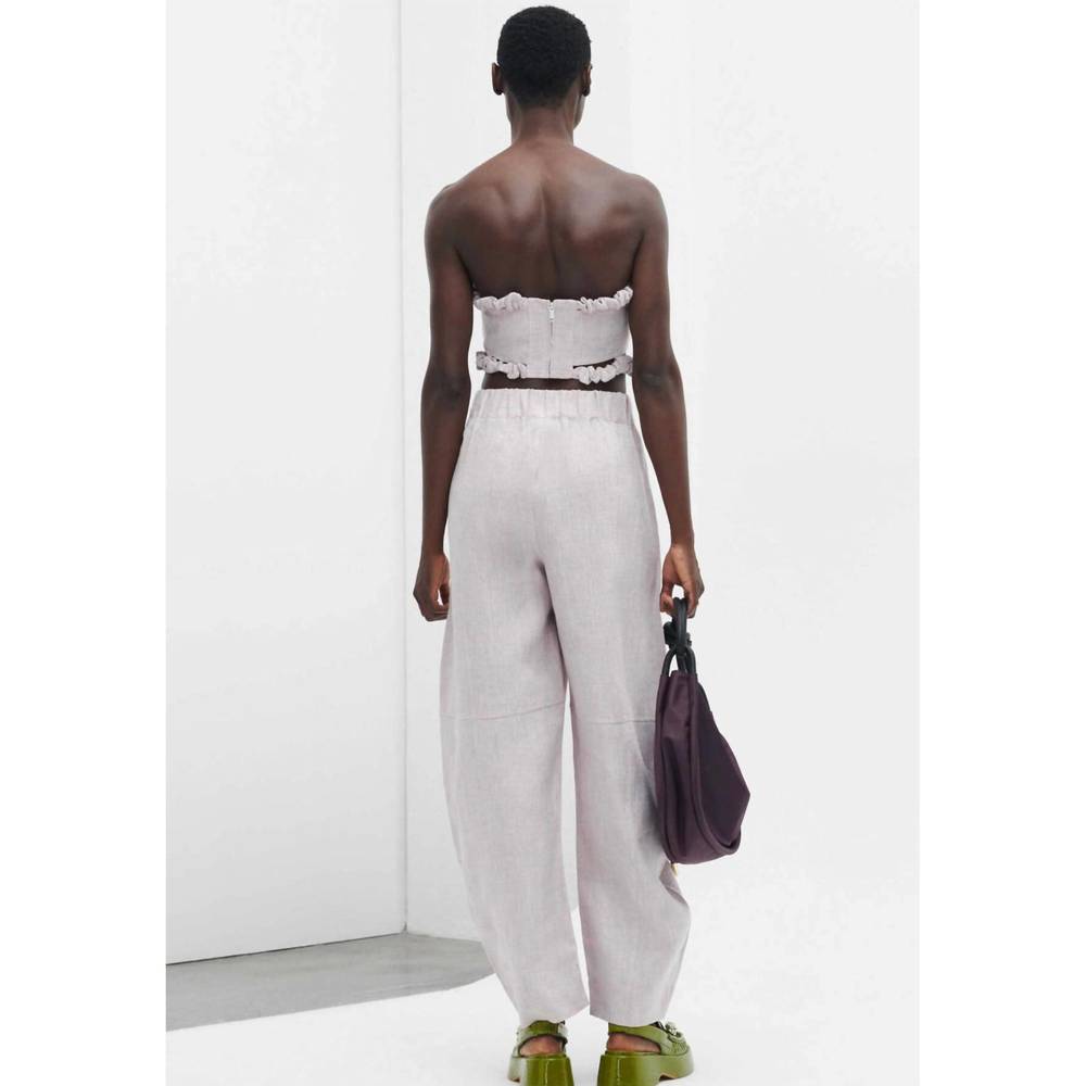 NEW GANNI hemp curved trouser in light lilac - Picture 2 of 3